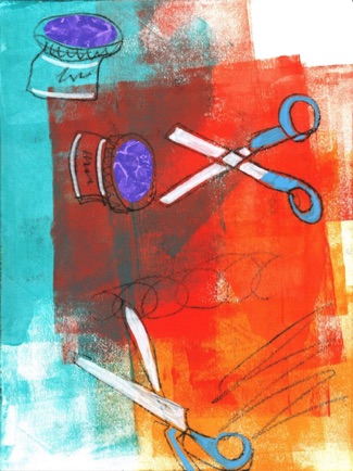 Studio Objects #4: 2 Scissors
Mixed Media on Paper
12" H x 9" W
2020